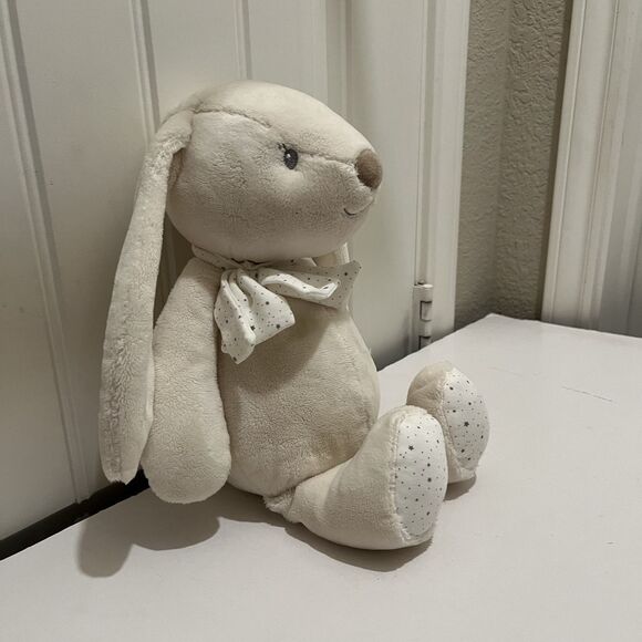 Babyboat Cream Tan Star Polka Dots Floppy Ears Feet Bunny Rabbit 14" Plush Toy - Picture 4 of 9